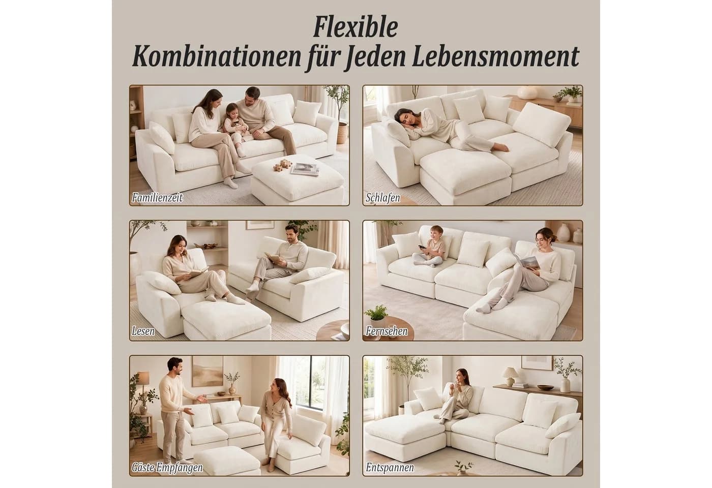 HomeMiYN Ecksofa 280cm L-Form Chenille 3-4 Sitzer Modular Couch für Wohnzimmer - Bild 5
