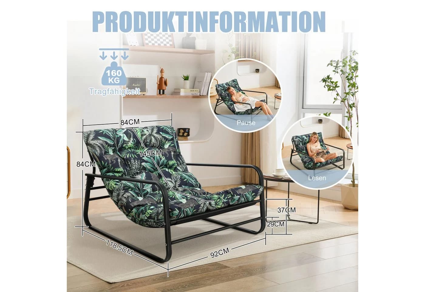 HomeMiYN Loungesessel 2er Set mit Wendekissen Grün - Bild 3