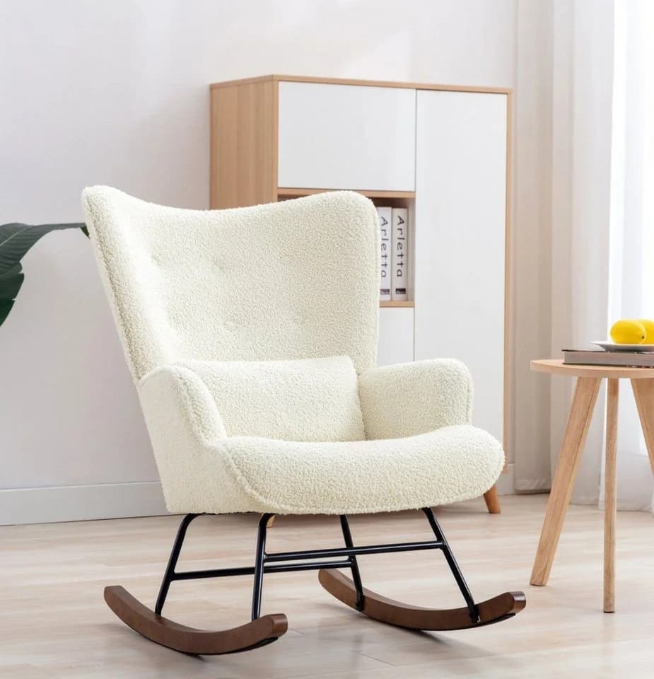 HomeMiYN Schaukelstuhl Patchwork Sessel Schwingsessel Relaxstuhl Wohnzimmer - Bild 4