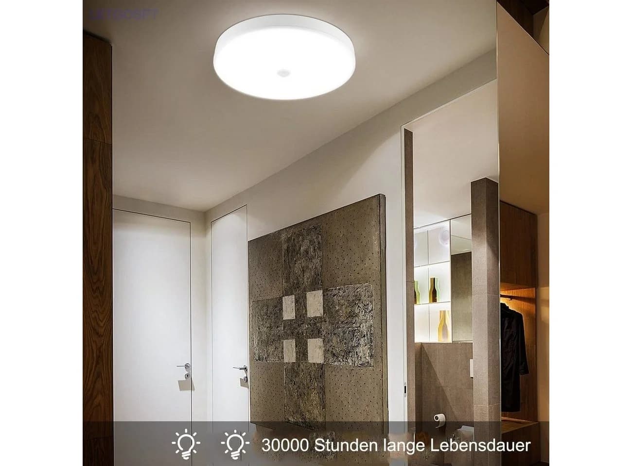 LETGOSPT Deckenleuchte LED mit Bewegungssensor 18W 1800LM Kaltweiß - Bild 5