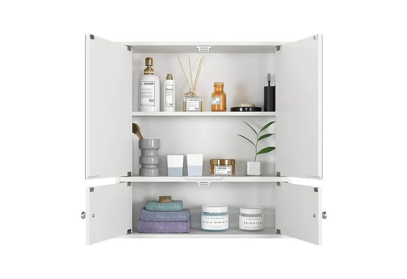 HOMECHO Badezimmerspiegelschrank Weiß Hängeschrank mit Ablage - Bild 4