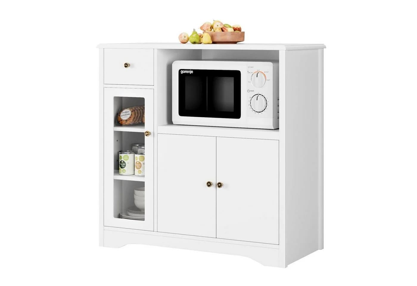 HOMECHO Buffet Küchenschrank Weiß Mikrowellenregal - Bild 2