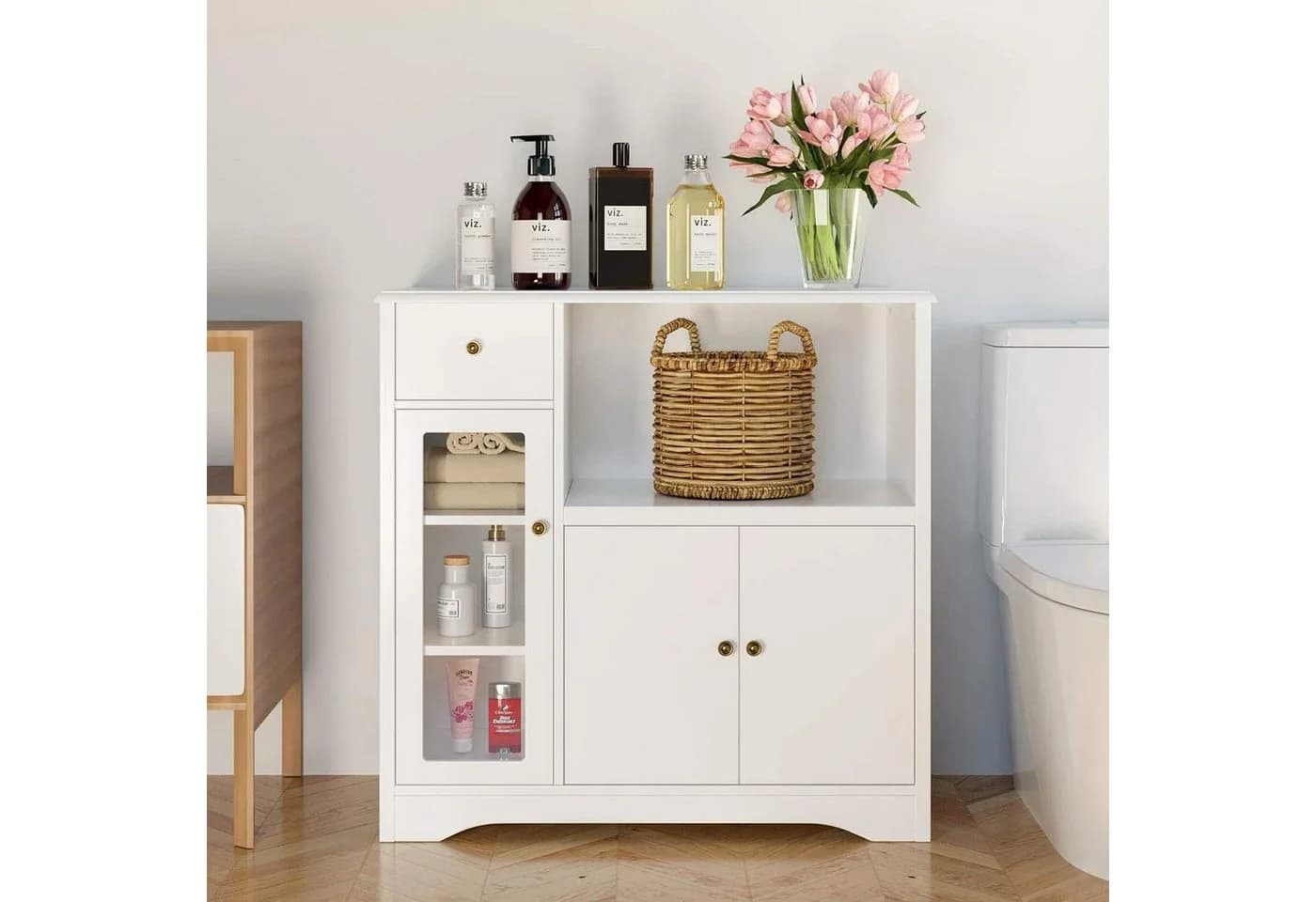 HOMECHO Buffet Küchenschrank Weiß Mikrowellenregal - Bild 5