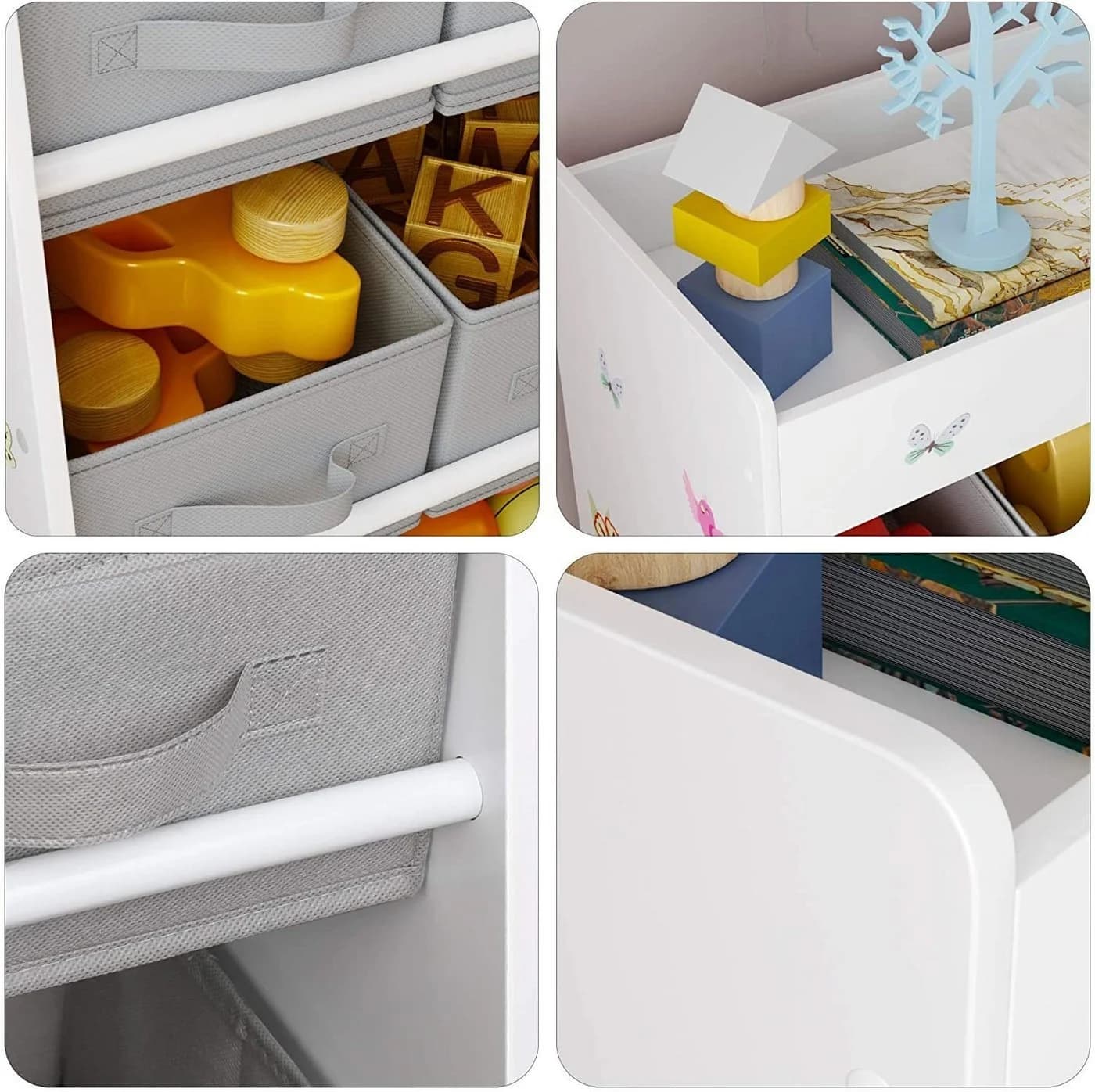 HOMECHO Spielzeugtruhe Kinderregal 9 Stoffschubladen Weiß - Bild 5