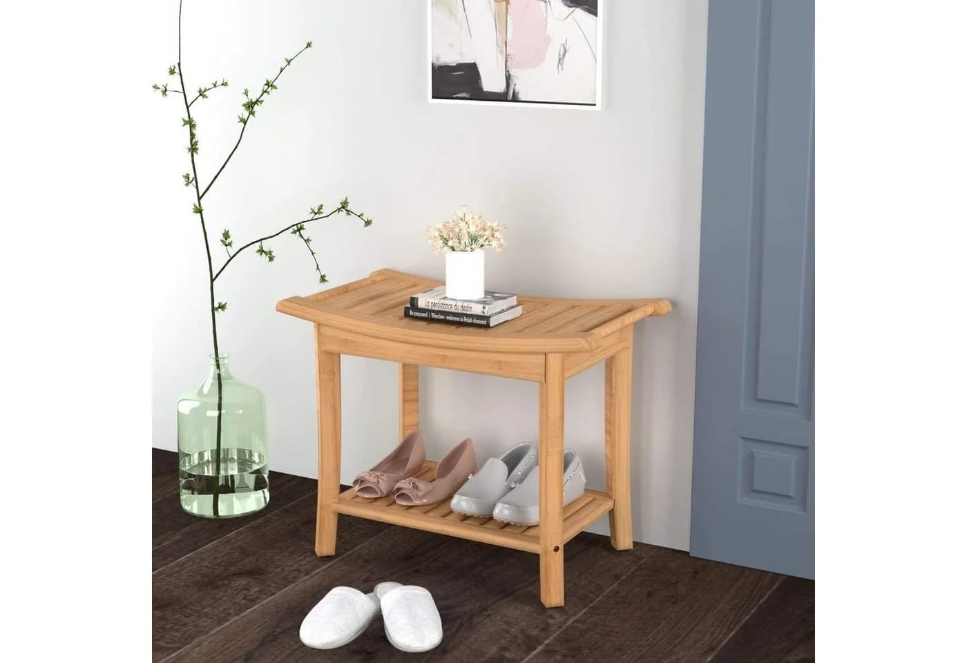 HOMECHO Dusch- und Badhocker Bambus 150kg Tragkraft
