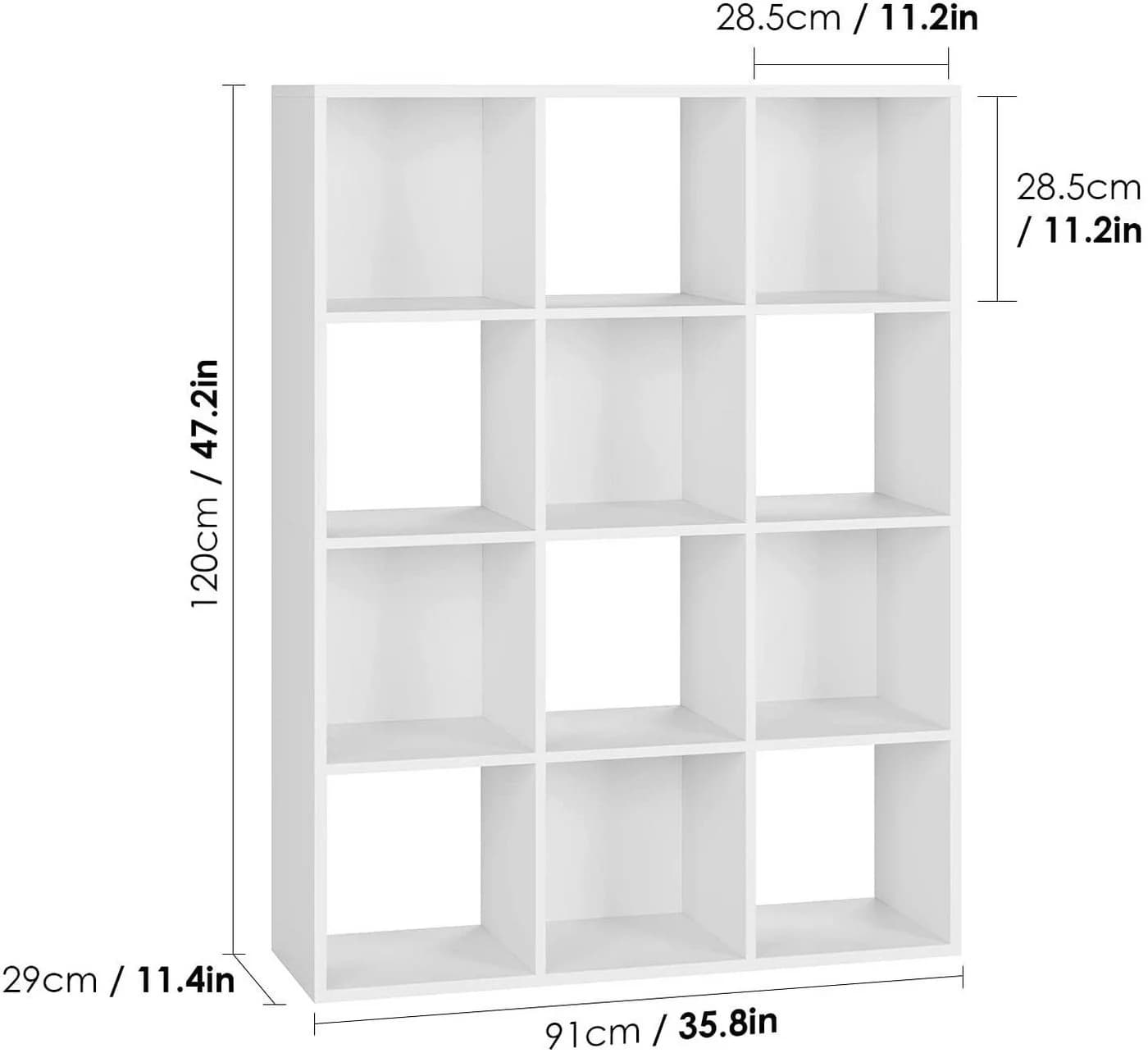 HOMECHO Bücherregal Weiß Standregal Raumteiler mit 12 Fächern Würfelregal - Bild 3