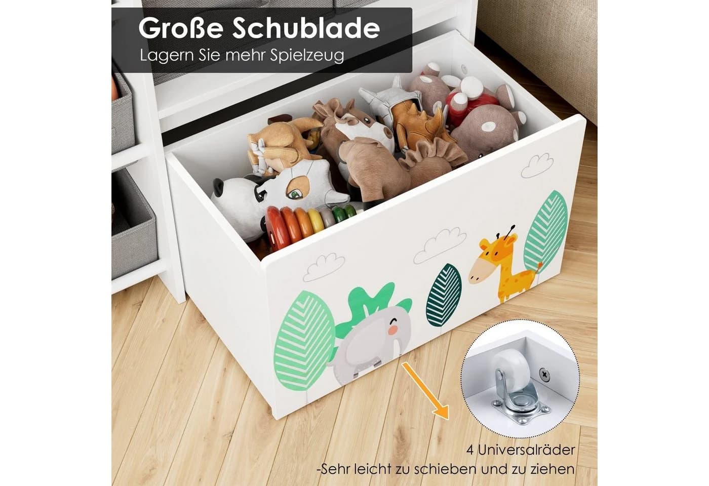 HOMECHO Spielzeugtruhe mit 10 Aufbewahrungsboxen, Weiß - Bild 4