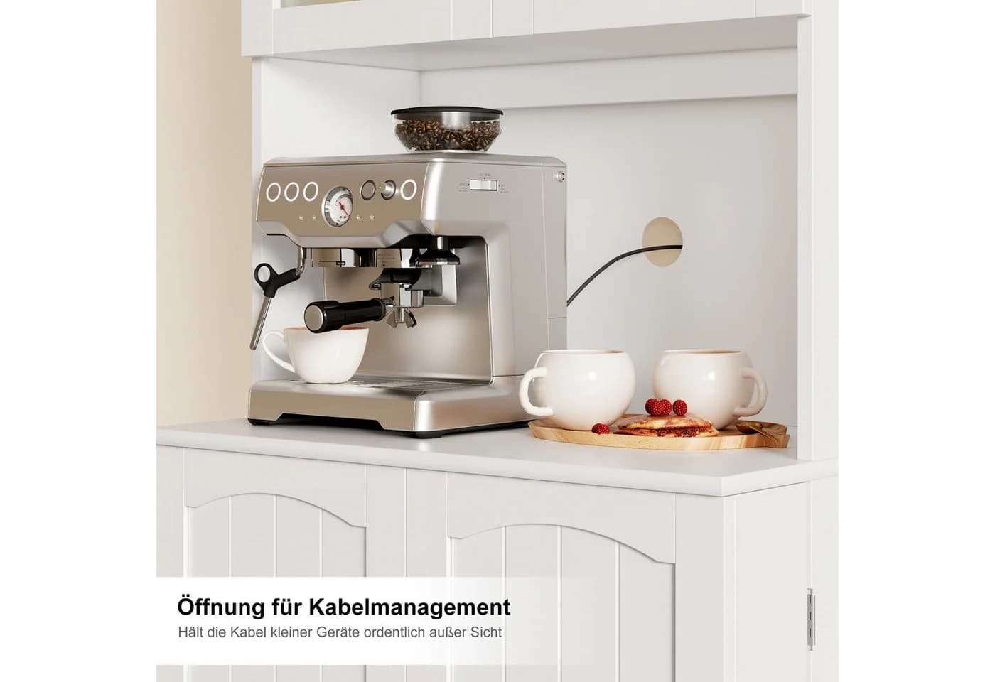 HOMECHO Hochschrank Küchenschrank Weiß mit Mikrowellenregal - Bild 4