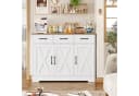 HOMECHO Sideboard Küchenschrank 3 Schubladen 3 Türen Weiß Bild 5