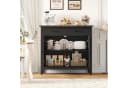 HOMECHO Sideboard Küchenschrank mit Arbeitsplatte 2 Schubladen Schwarz Bild 4