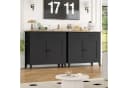 HOMECHO Sideboard Küchenschrank mit Arbeitsplatte 2 Schubladen Schwarz Bild 5