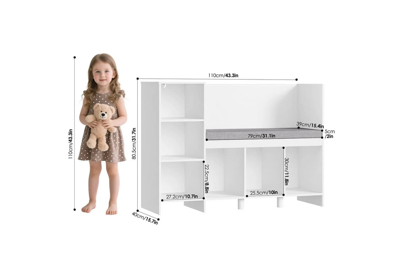 Spielzeugtruhe und Bücherregal aus Holz