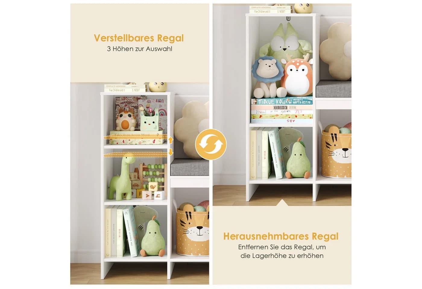 Spielzeugtruhe und Bücherregal aus Holz - Bild 4