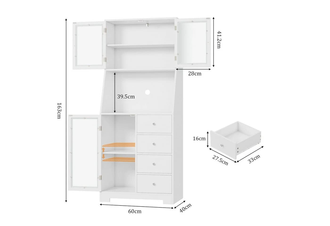 HOMECHO Küchenbuffet Küchenschrank mit Arbeitsplatte 3 Türen 4 Schubladen - Bild 3