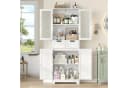 HOMECHO Hochschrank Badschrank 4 Türen 2 Schubladen Weiß Bild 5