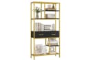 HOMECHO Bücherregal 5 Ebenen 2 Schubladen Standregal Holz Schwarz Bild 2