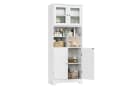 HOMECHO Hochschrank Badezimmerschrank Badschrank 3 Fächer 4 Türen Weiß Bild 2
