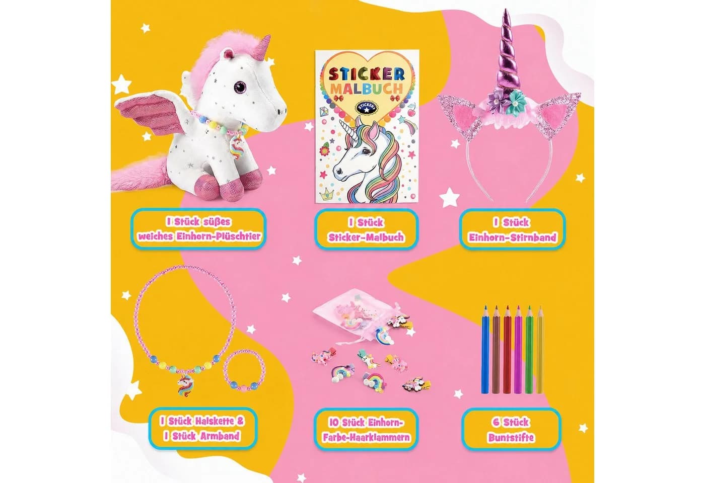Wootoy Einhorn Plüschtier Geschenkset 21-tlg. Kreativset mit Schmuck - Bild 4