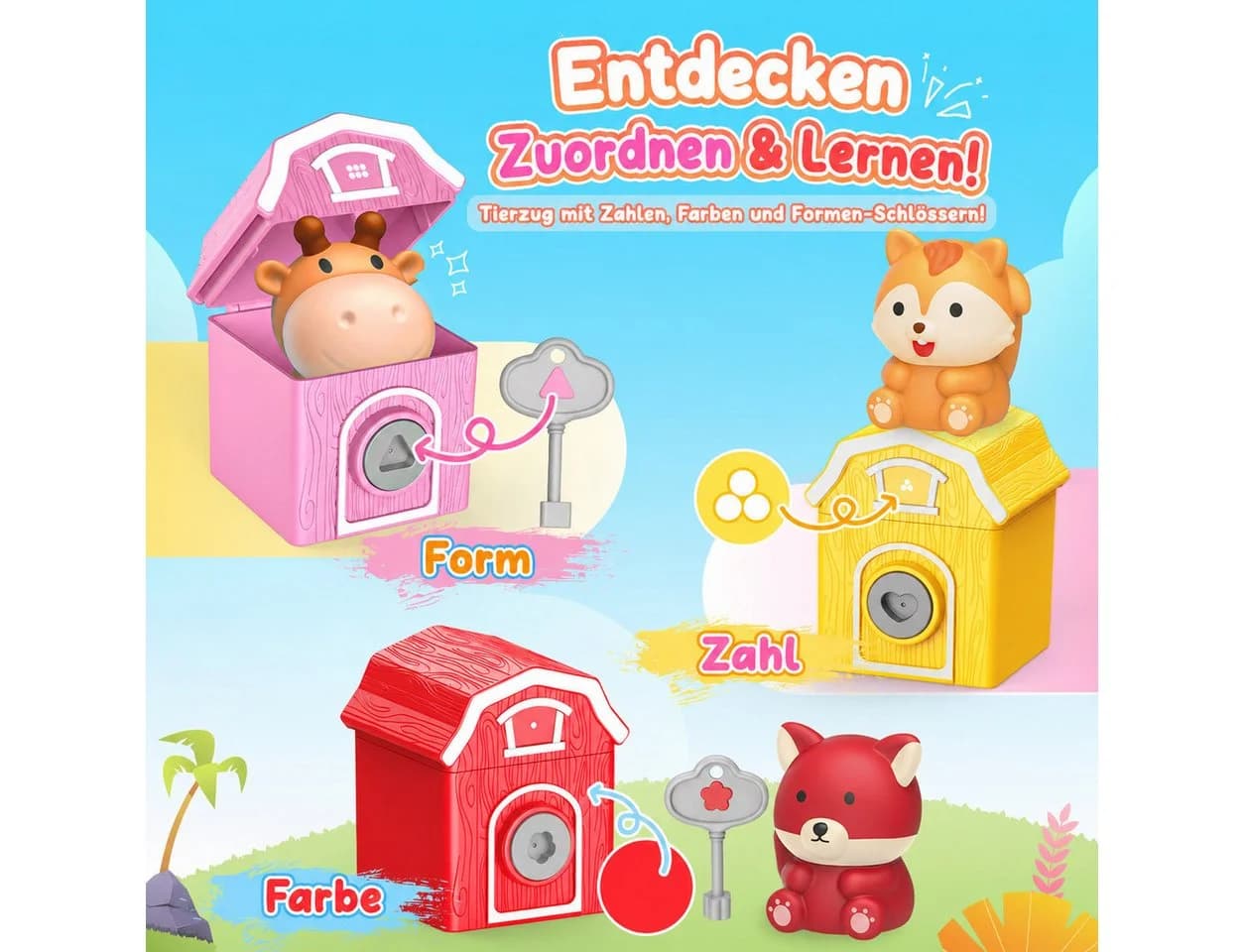 Wootoy Lernspielzeug Dinosaurier-Zug Bunt Modular