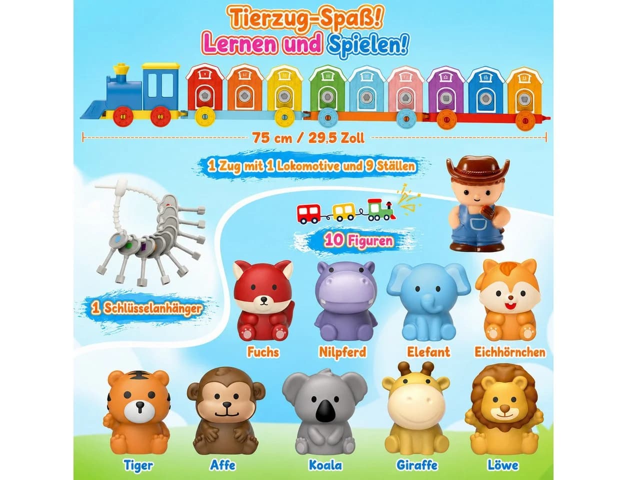 Wootoy Lernspielzeug Dinosaurier-Zug Bunt Modular - Bild 3