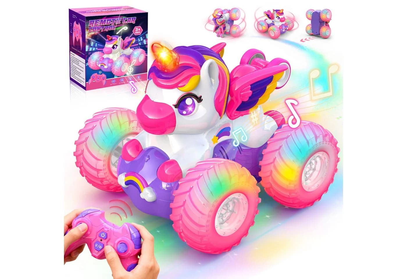 Wootoy RC-Auto Einhorn Ferngesteuertes Stuntauto Rosa 360° Rotation - Bild 2