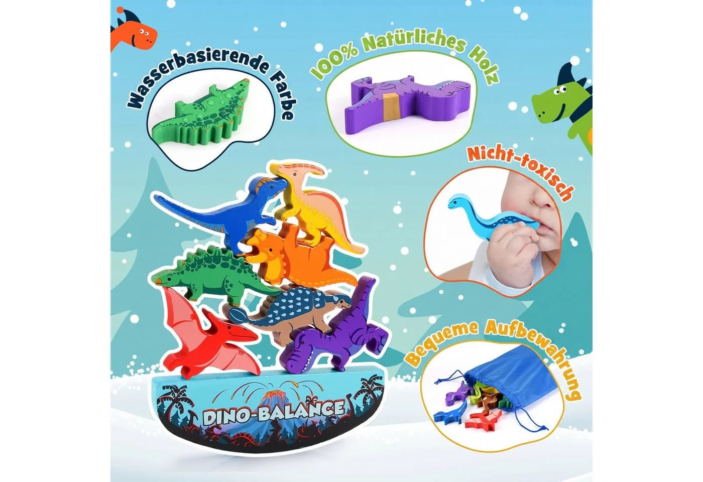 Wootoy Dinosaurier Balancierspiel Holz Lernspielzeug Stapelspiel - Bild 5