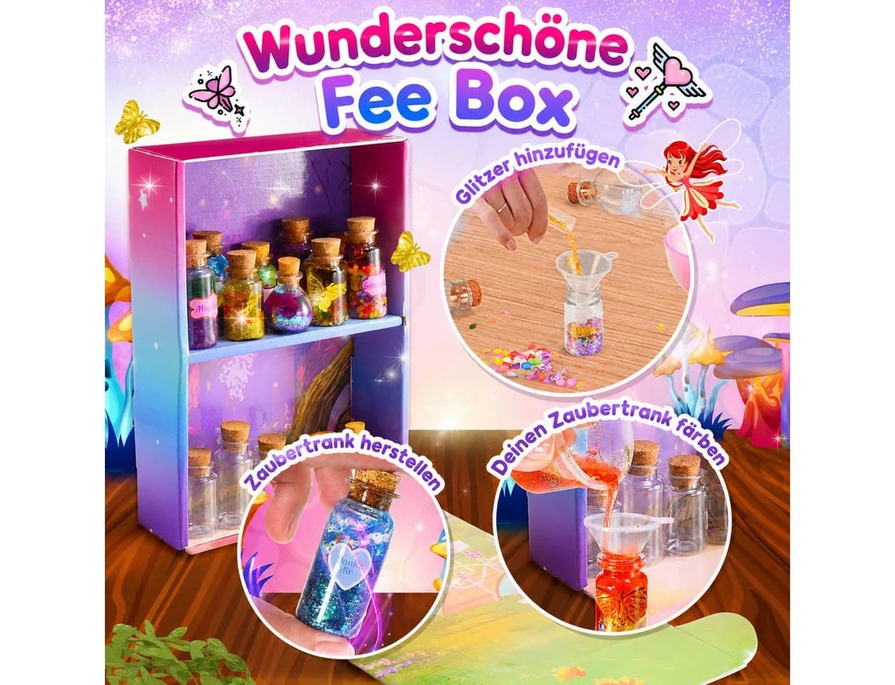 Wootoy Kreativset Feen-Zaubertrank Set mit 20 Fläschchen & Zubehör