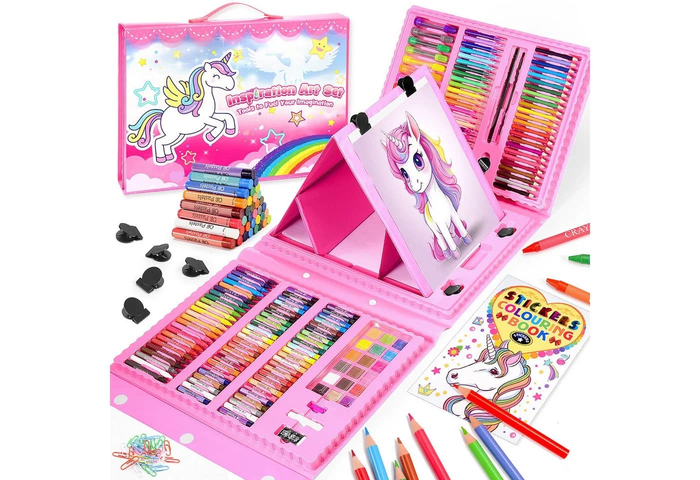 Wootoy Kreativset Mal- und Bastelset Einhorn-Design 208-tlg. Rosa - Bild 2