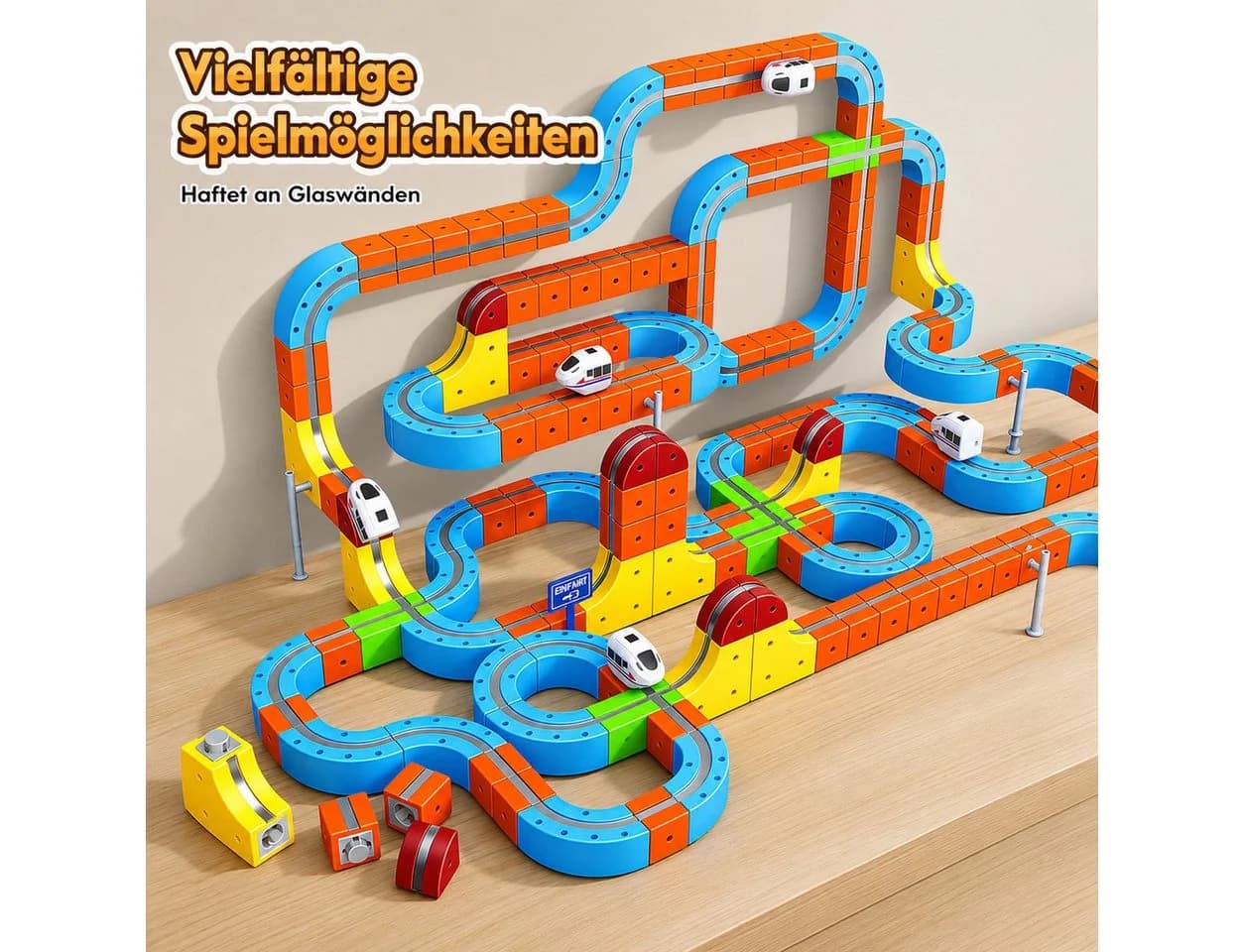 Wootoy Spielzeug-Eisenbahn 80-tlg. mit Anti-Gravity-Technologie & USB-Ladung