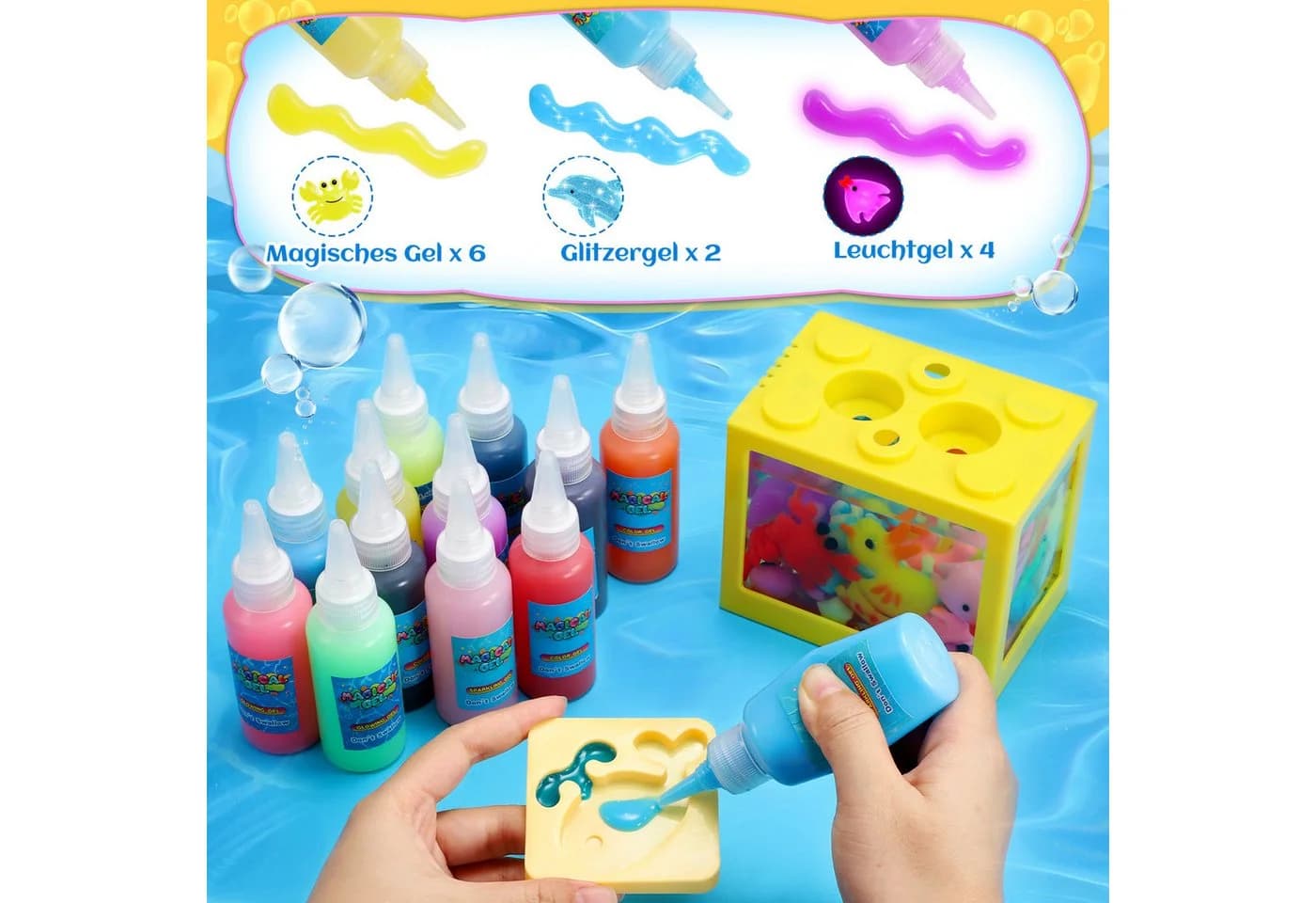 Wootoy Kreativset Wasserfeen DIY-Set mit 12 Gel-Farben und Formen