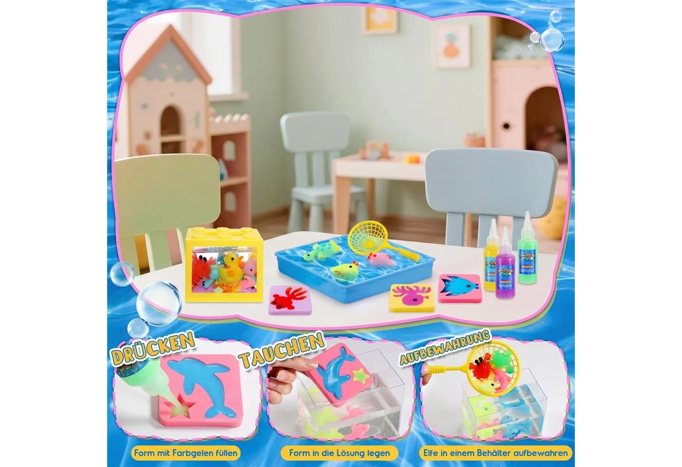 Wootoy Kreativset Wasserfeen DIY-Set mit 12 Gel-Farben und Formen - Bild 5