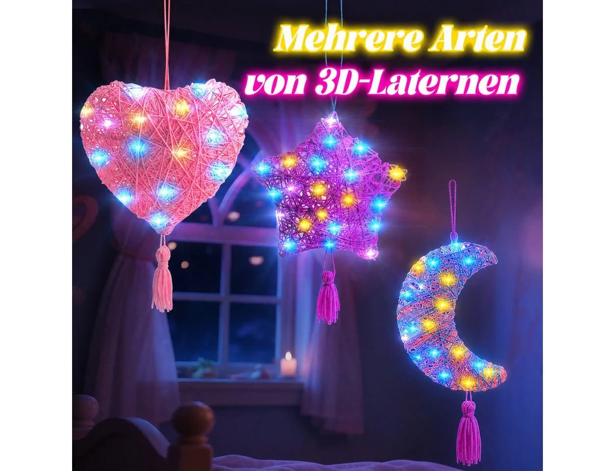 Wootoy Kreativset DIY String Art mit LED-Lichterkette und 3 Ballonformen - Bild 4