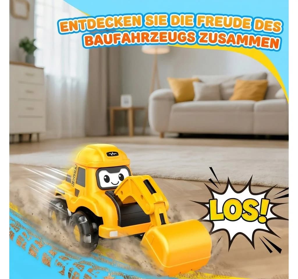 Wootoy RC-Bagger Ferngesteuerter Spielzeug-Bagger Gelb mit LED & Musik