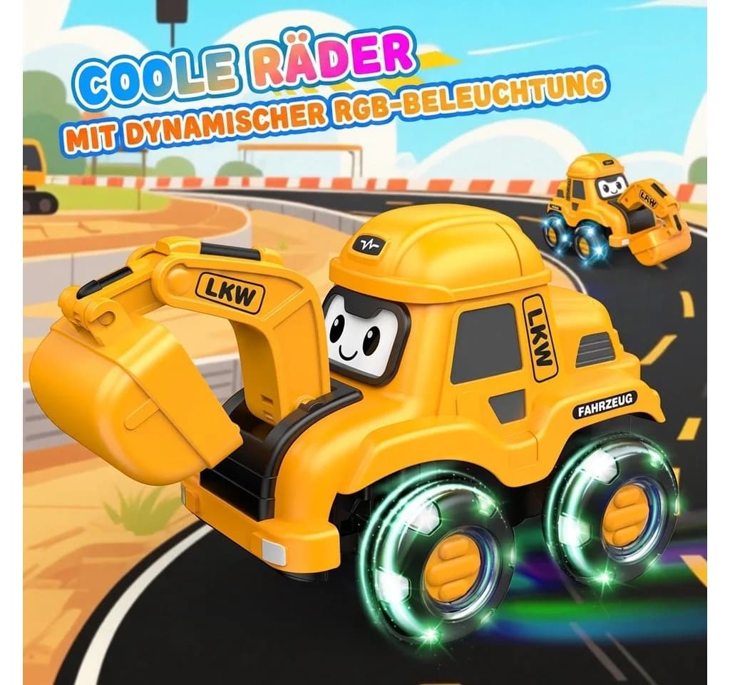 Wootoy RC-Bagger Ferngesteuerter Spielzeug-Bagger Gelb mit LED & Musik - Bild 3