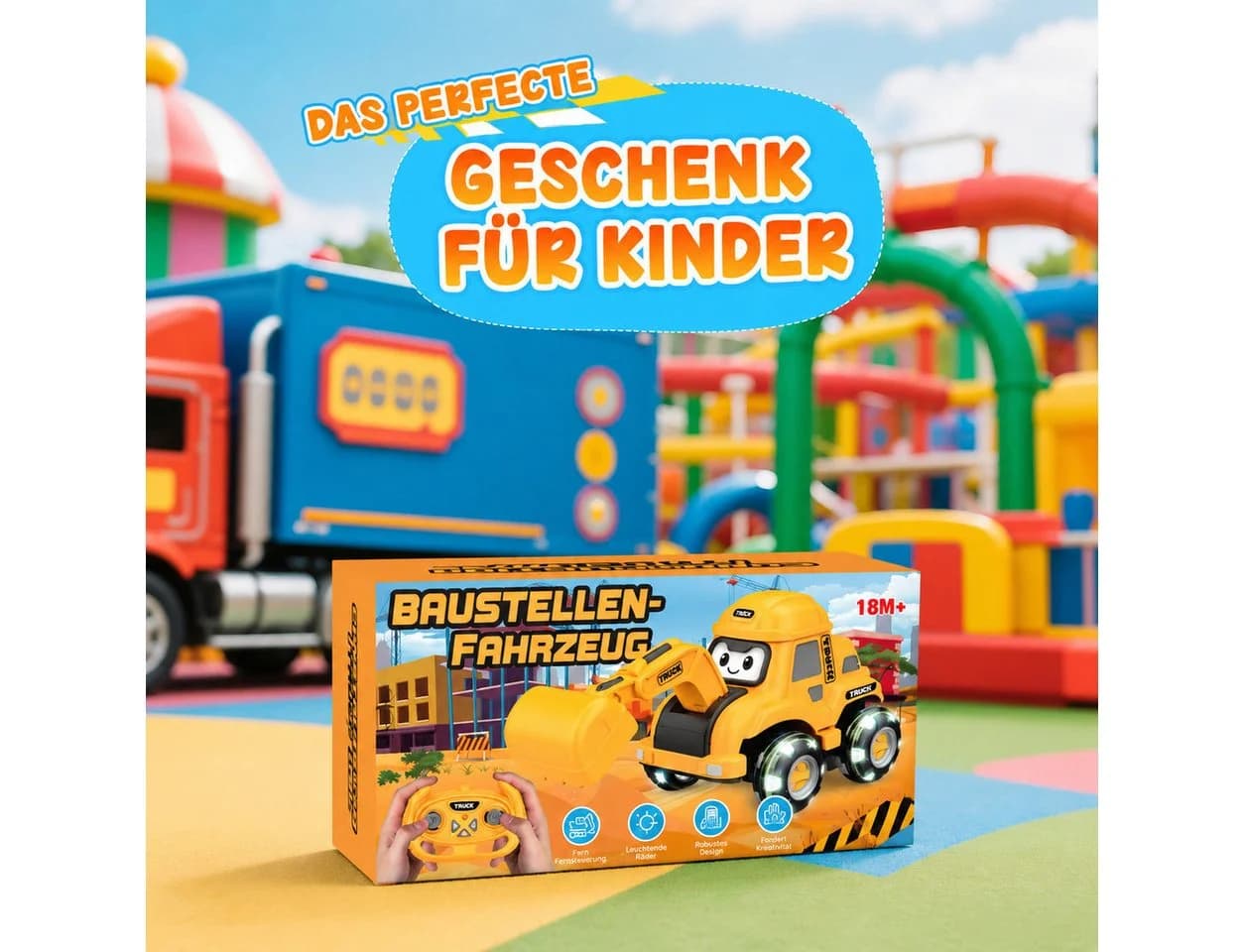 Wootoy RC-Bagger Ferngesteuerter Spielzeug-Bagger Gelb mit LED & Musik - Bild 5