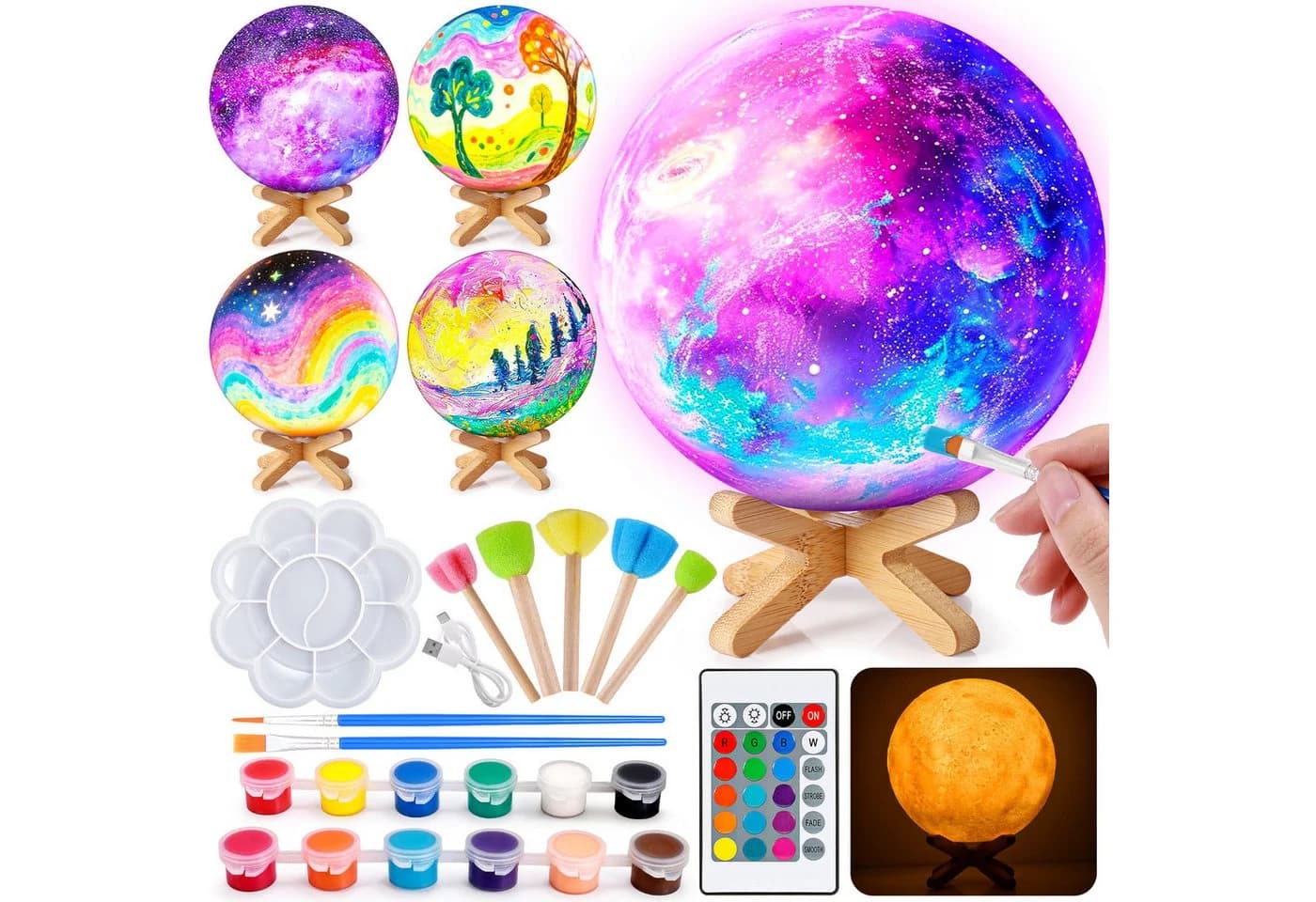 Wootoy Kreativset DIY Mondlampe mit 12 Farben, LED-Nachtlicht & Fernbedienung - Bild 2