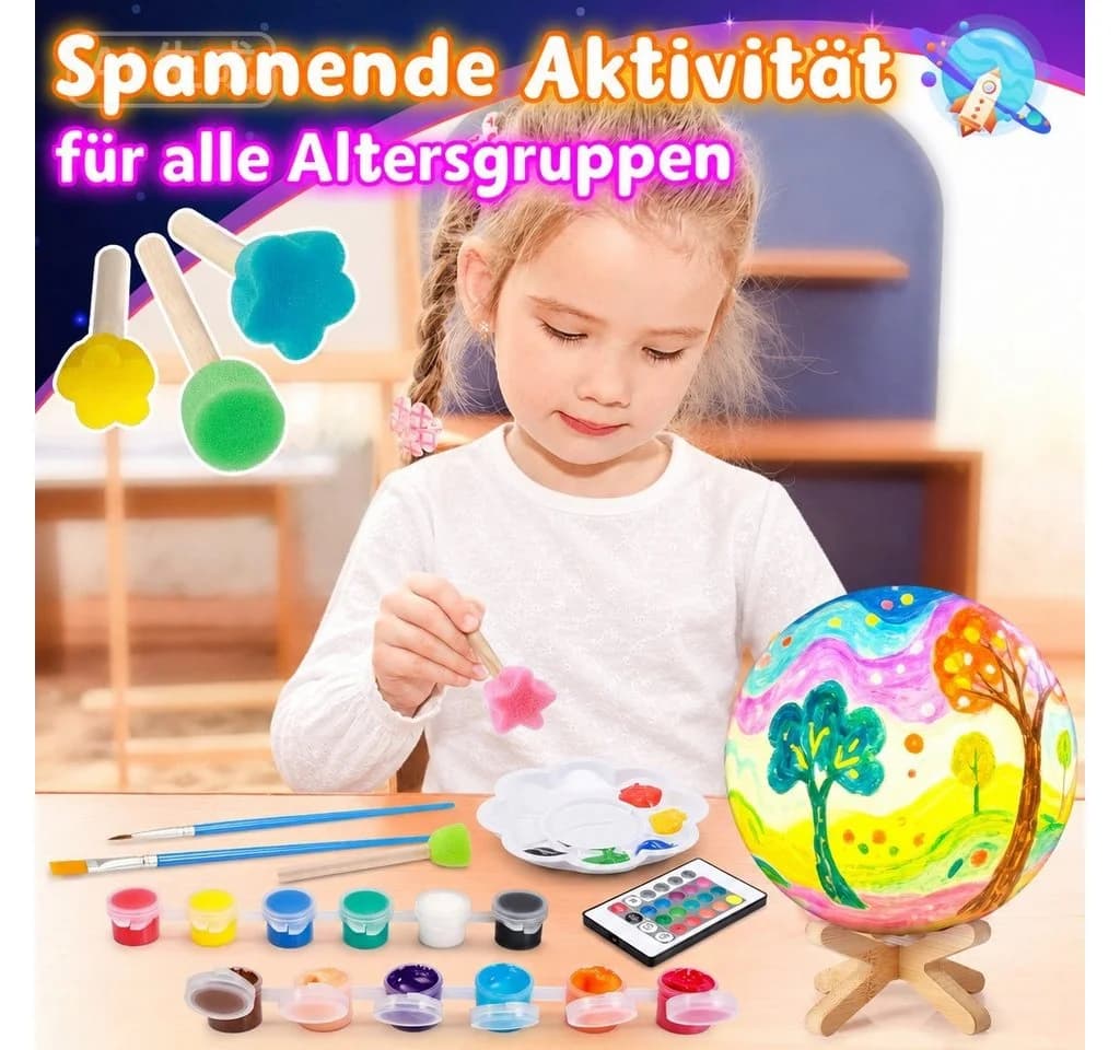 Wootoy Kreativset DIY Mondlampe mit 12 Farben, LED-Nachtlicht & Fernbedienung - Bild 4