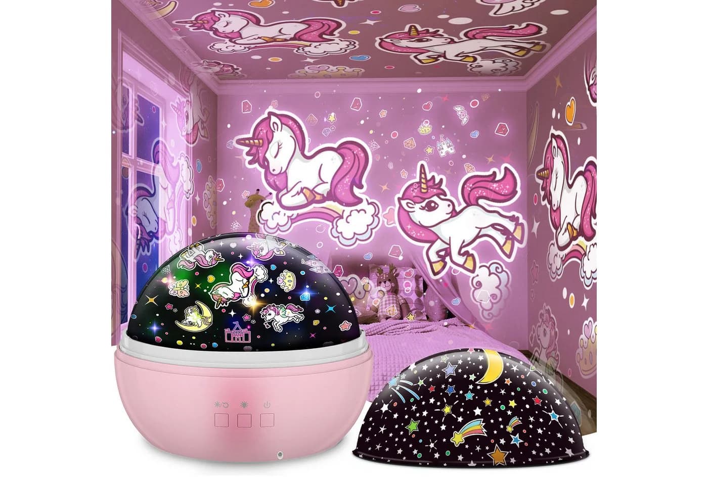 Wootoy LED Nachtlicht Projektor Einhorn 360° Rotation 5 Modi - Bild 2