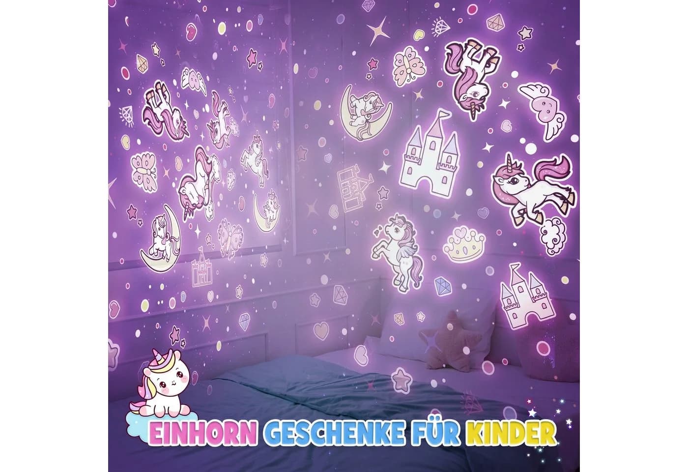Wootoy LED Nachtlicht Projektor Einhorn 360° Rotation 5 Modi - Bild 3