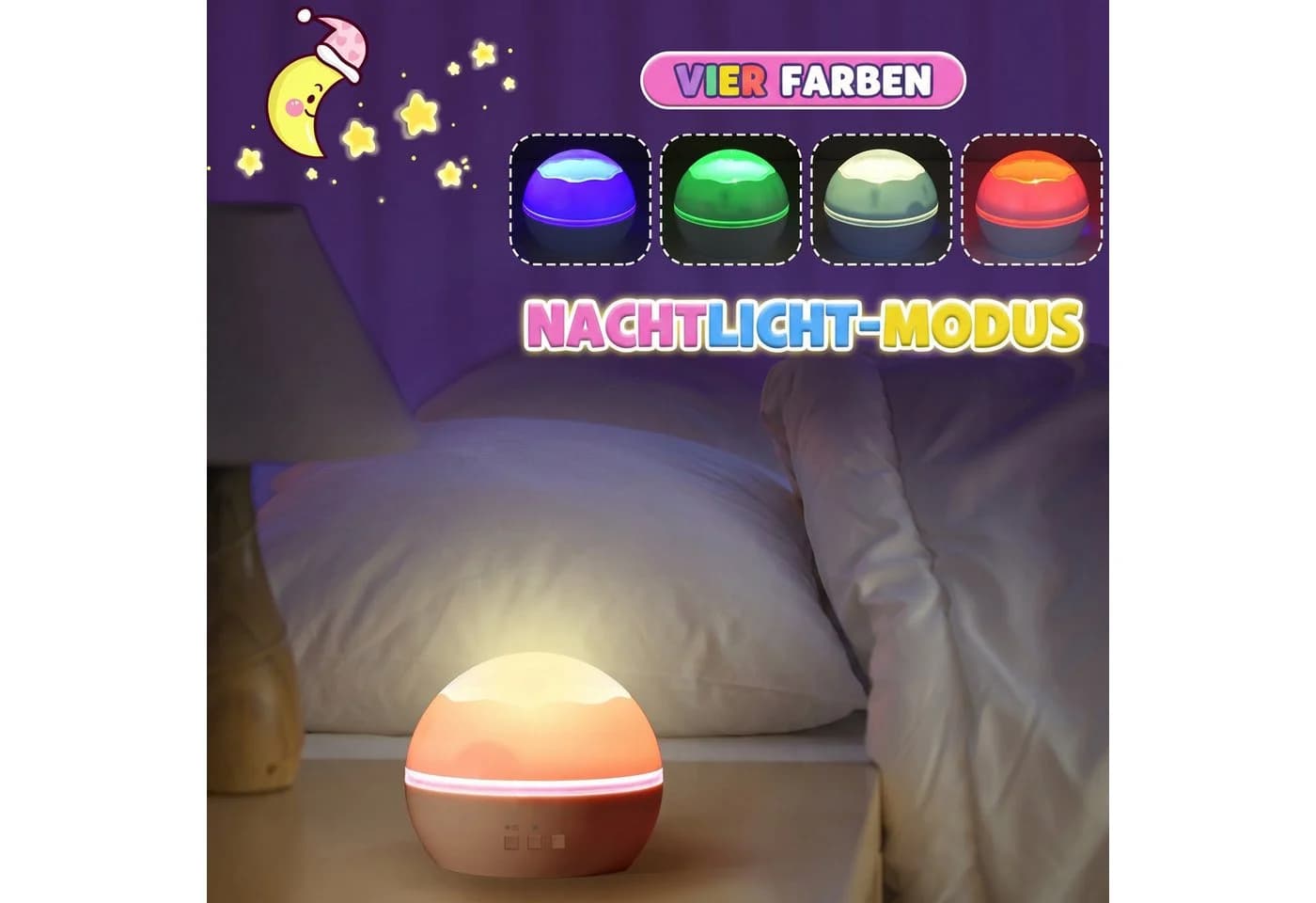 Wootoy LED Nachtlicht Projektor Einhorn 360° Rotation 5 Modi - Bild 5