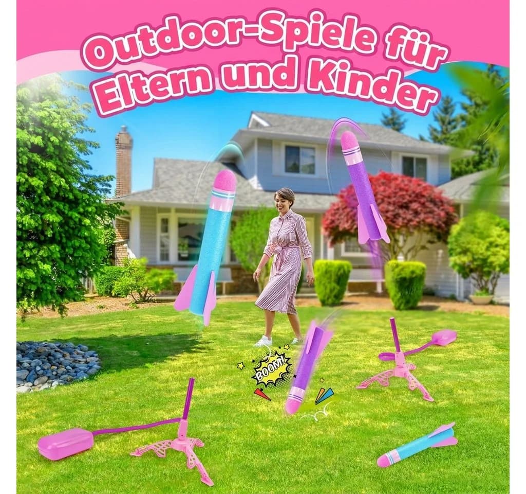 Wootoy Raketenwerfer Set 4-tlg. Schaumstoff Raketen mit Luftbalg - Bild 5
