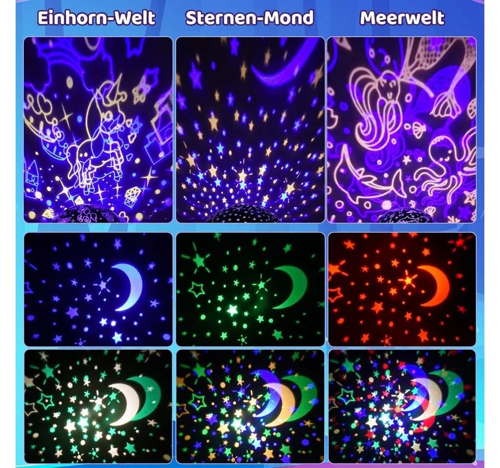 Wootoy LED Nachtlicht Pilz Projektor Rosa mit 6 Lichtmodi & Timer
