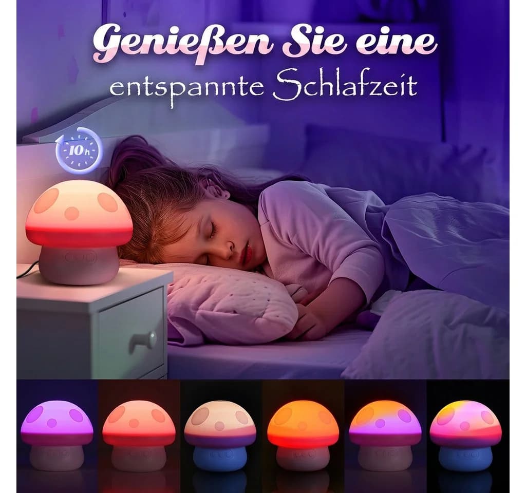 Wootoy LED Nachtlicht Pilz Projektor Rosa mit 6 Lichtmodi & Timer - Bild 4
