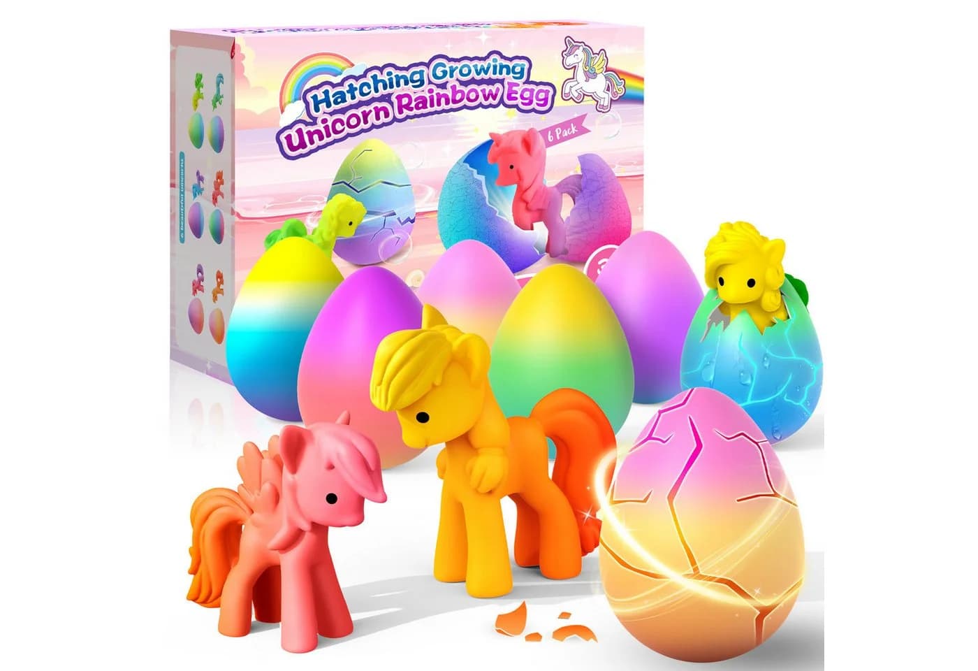 Wootoy Schlüpf-Eier Einhorn 6er Set Magischer Wachstumseffekt Wasser - Bild 2