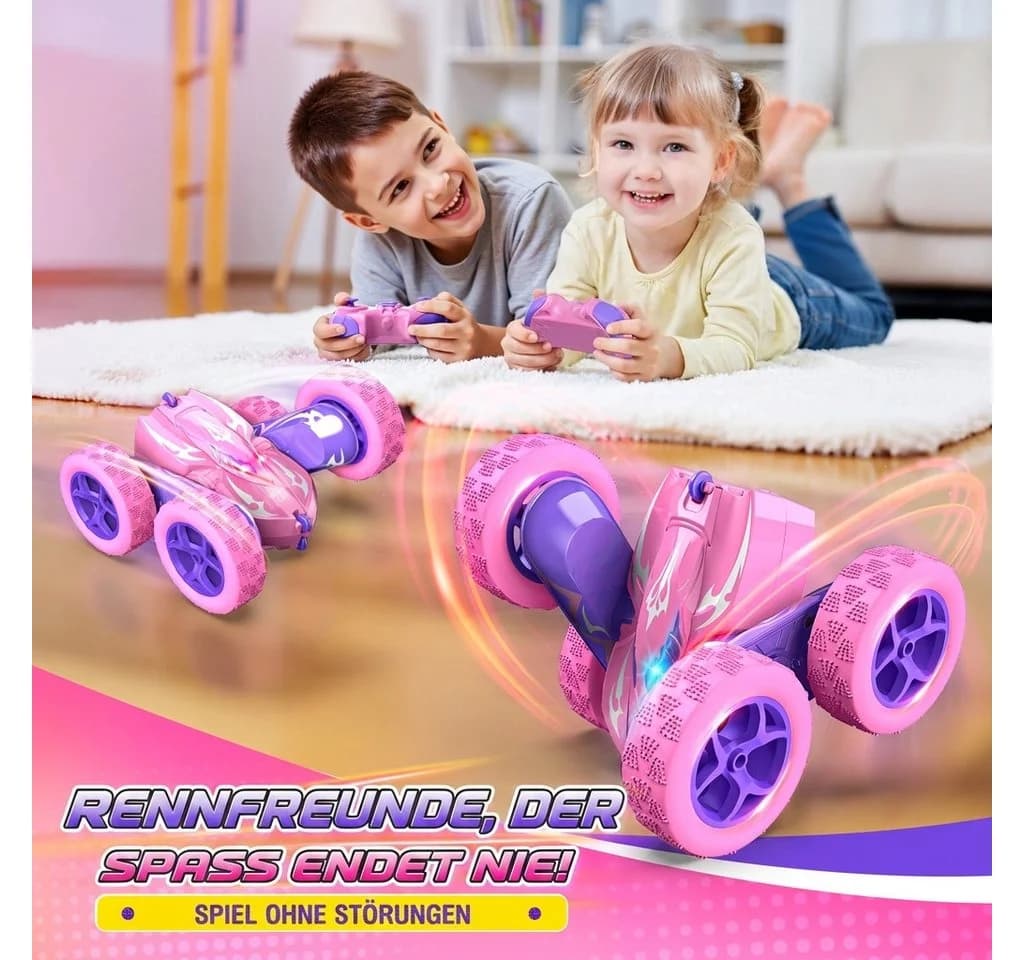 Wootoy RC Stunt Car 4WD Ferngesteuertes Auto Rosa 360°-Drehung