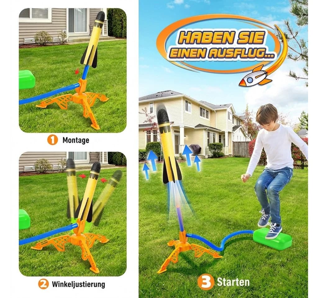 Wootoy Spielzeug-Gartenset Schaumstoff Raketenwerfer 6-tlg. Blau/Gelb