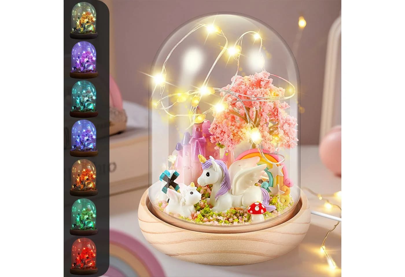 Wootoy Kreativset Einhorn Nachtlicht Bastelset Kinder DIY LED-Nachtlicht Rosa
