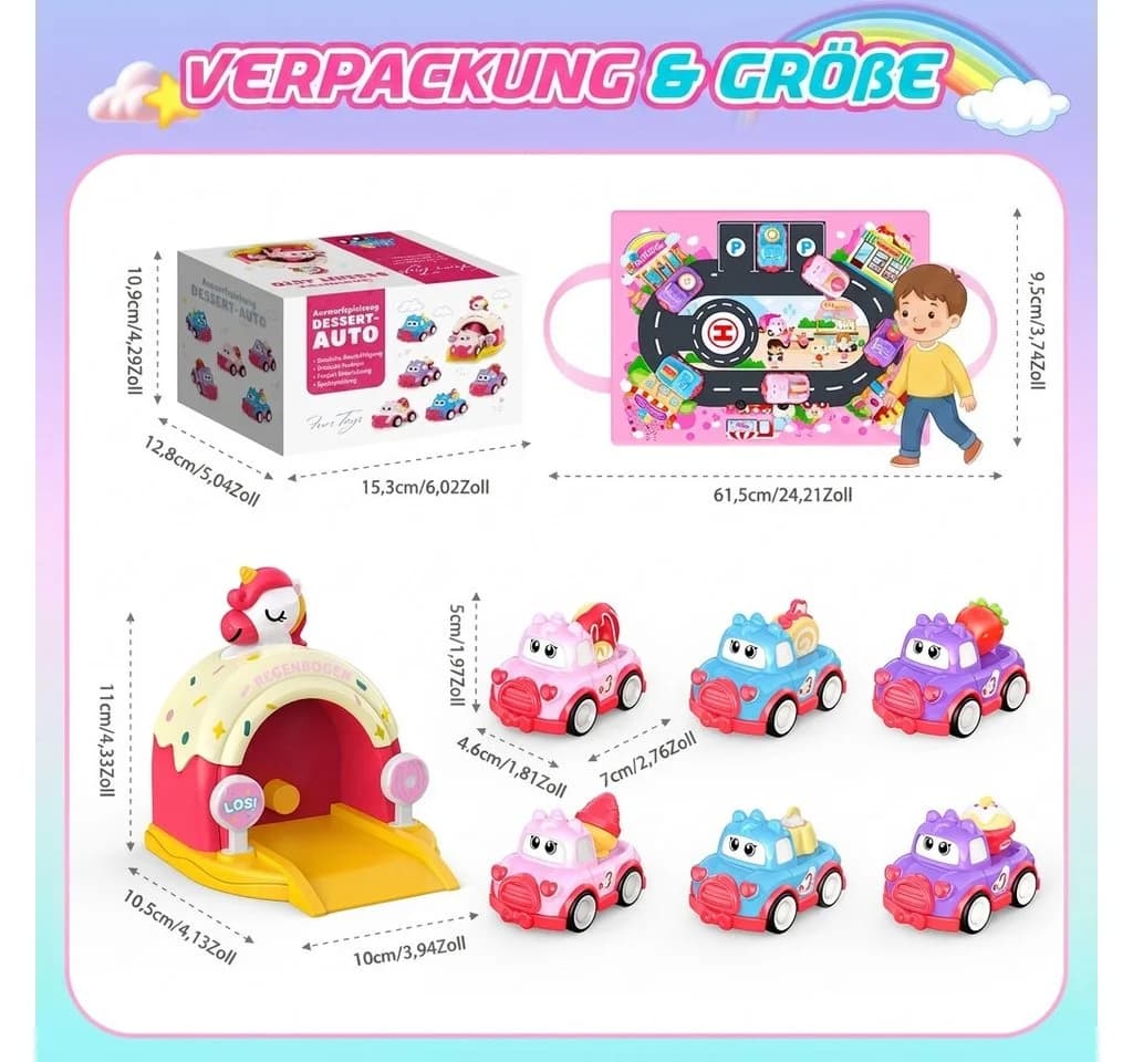 Wootoy Einhorn Spielset mit 6 Rückziehautos und Katapult Rosa - Bild 5