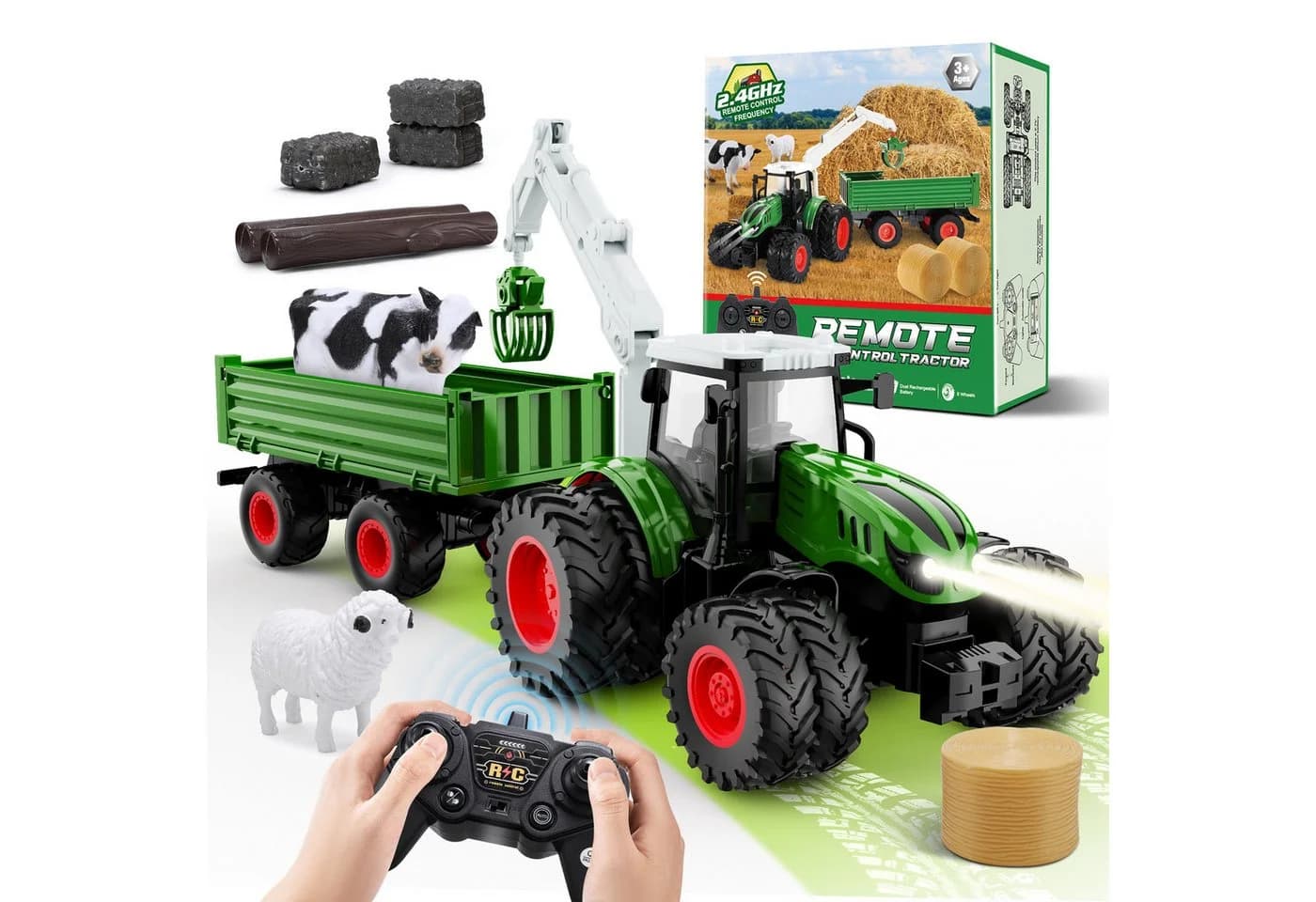 Wootoy RC-Traktor Ferngesteuerter Traktor 2,4-GHz 8-Rad-Antrieb Grün - Bild 2