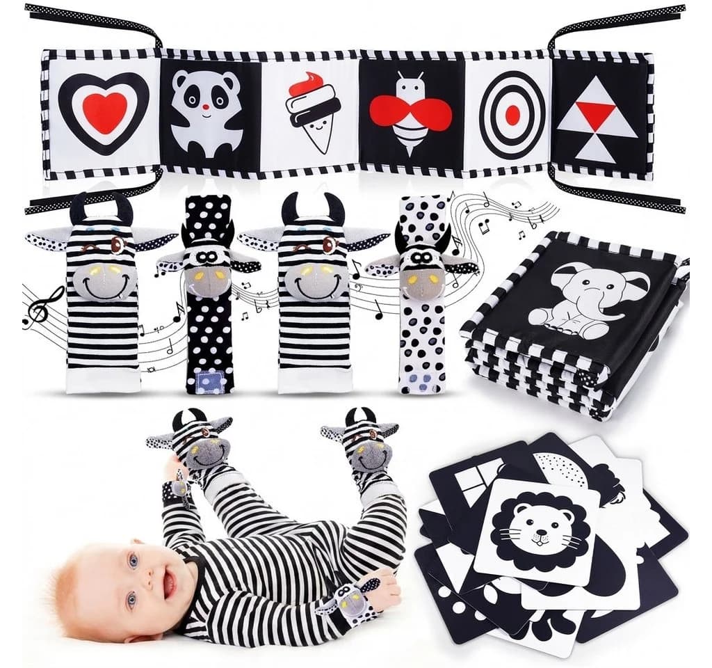 Wootoy Baby Spielzeugset Sensorik Schwarz-Weiß-Karten mit Nestanhänger - Bild 2
